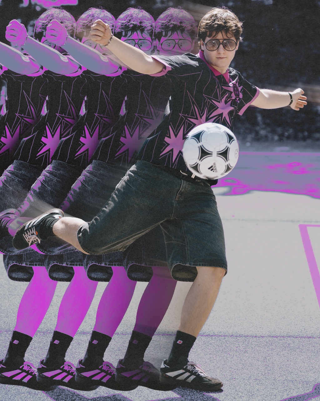 Model is playing football